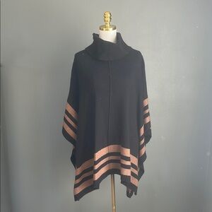 Cynthia Rowley Black and Brown Striped Poncho